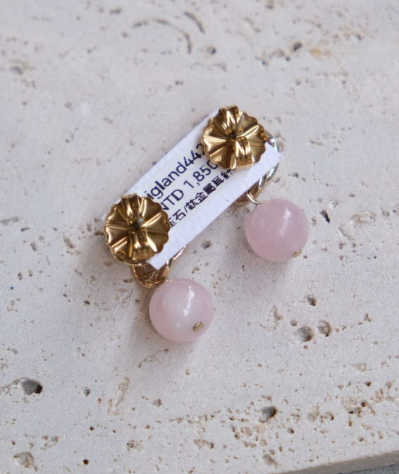 [Big Land] 粉玉石耳環 | 鈦 | 耳針 | NO.442