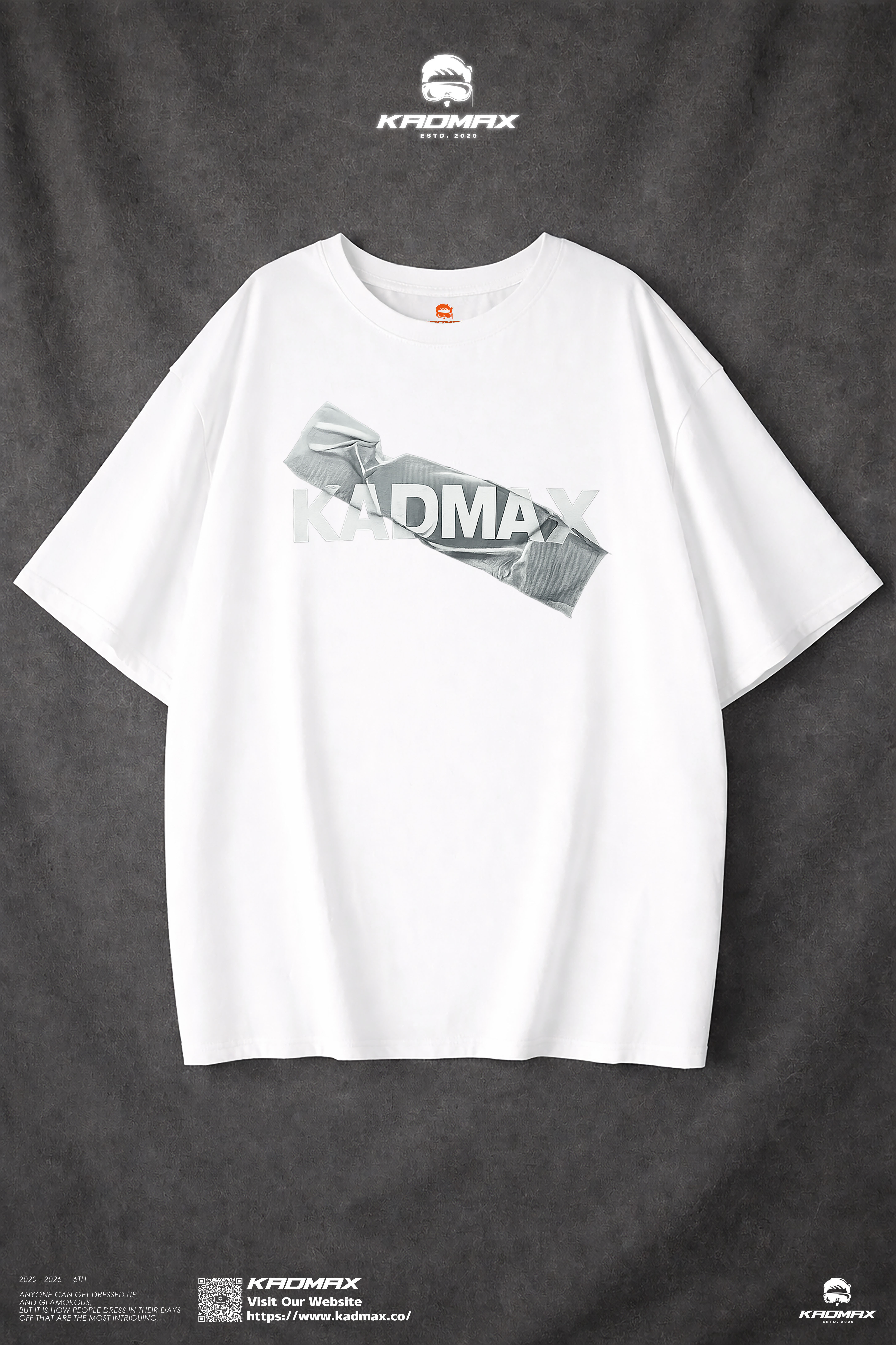 KADMAX大尺碼-大碼LOGO膠帶遮擋短袖TEE〈KMSS2603〉