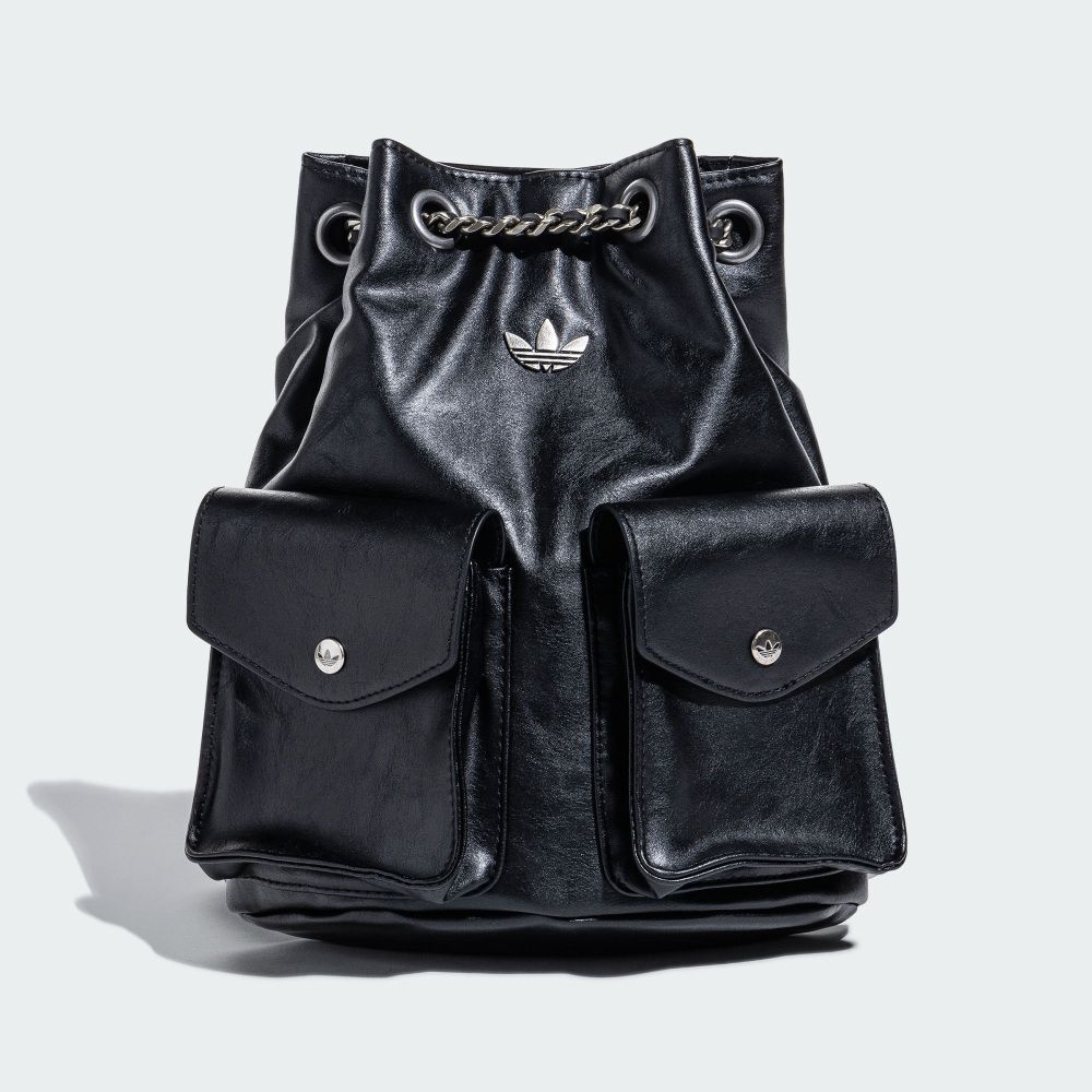 Adidas Original 小香風 皮革 後背包 黑