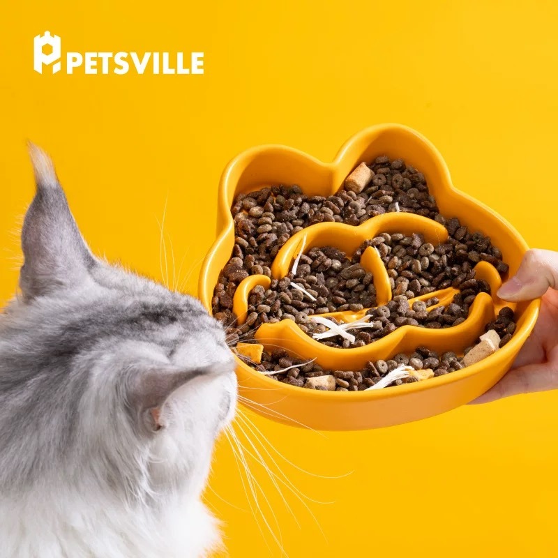 派思维 加菲猫陶瓷宠物慢食碗