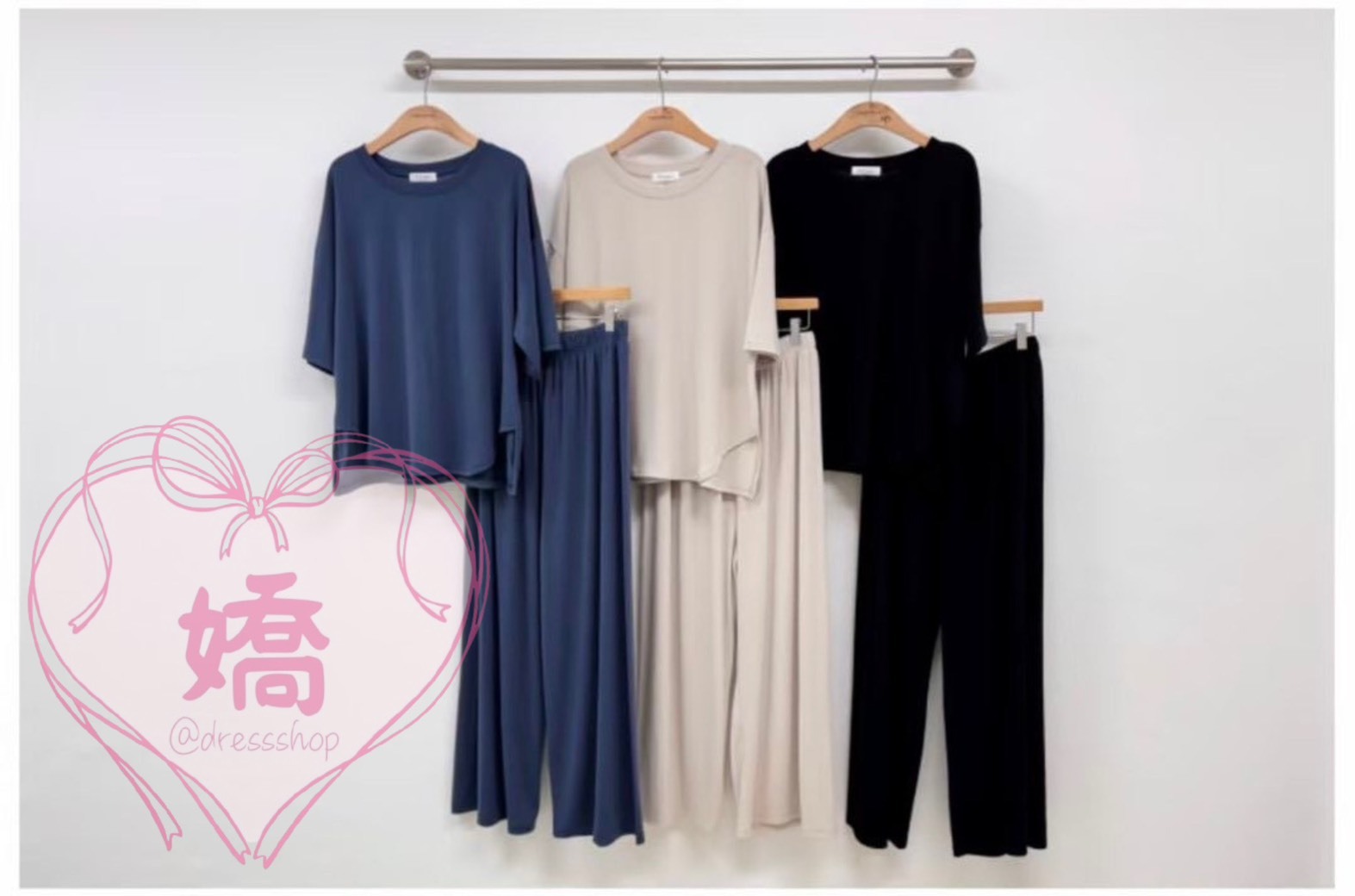 K23019前短後長側開套裝(杏'黑'藍)