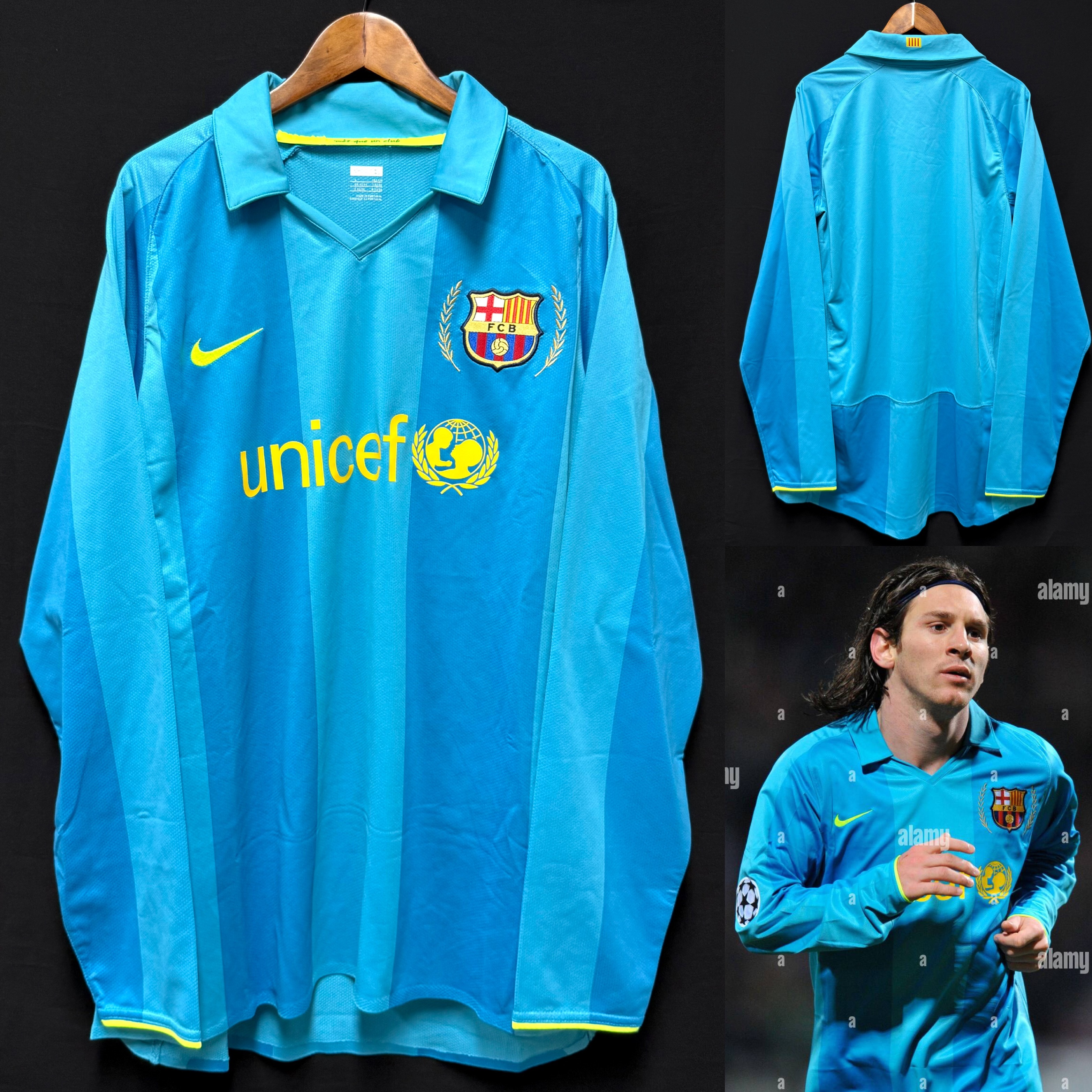 (Player Issue) FC Barcelona 2007-2009 UEFA Champions League Nike L/S Away Player Issue Shirt