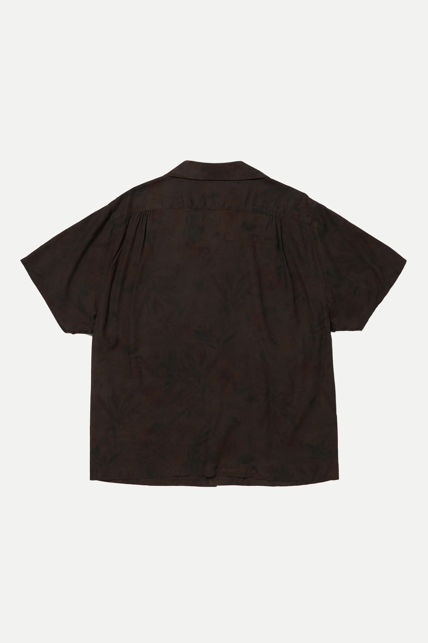 TAIGA TAKAHASHI LOT.113 OPEN COLLAR SHIRT - MUD DYED BROWN