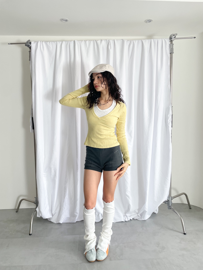 lace trim floral button sleeve / leg warmers