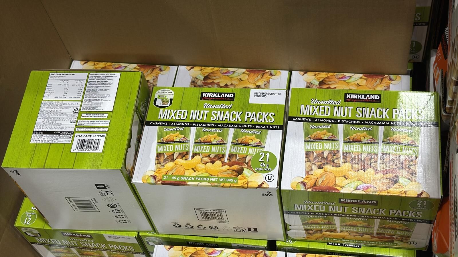 260413 日本COSTCO Kirkland 無鹽綜合堅果 945g (21包×45克)