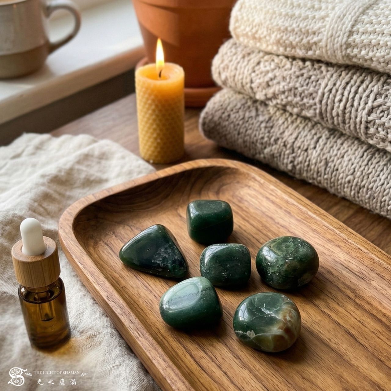 神禦煞光｜綠光寶石 Bloodstone 血石 稀有難得・避邪守護・勇氣之石  - 光之薩滿