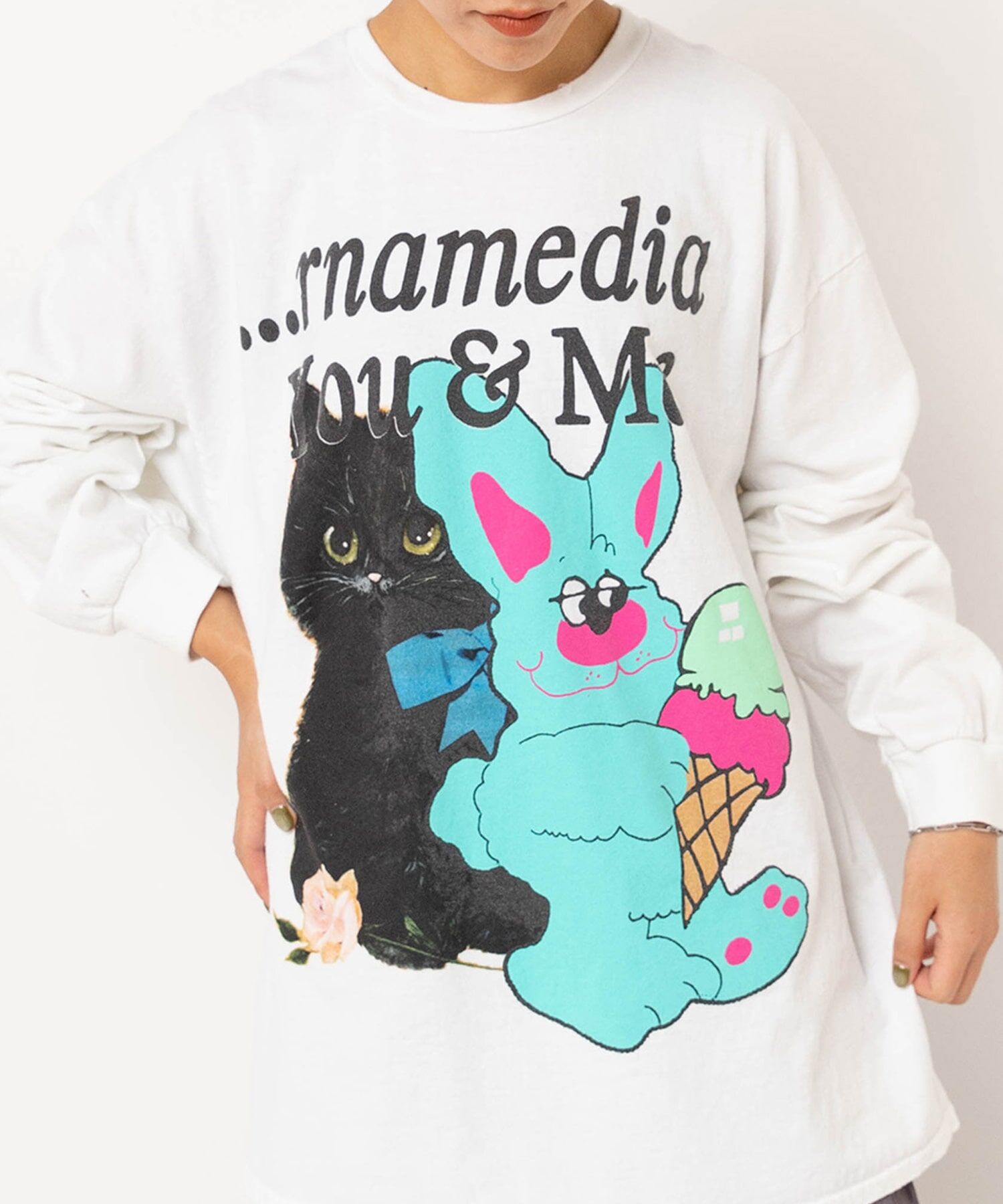 冰淇淋兔兔&黑色喵喵棉上衣
