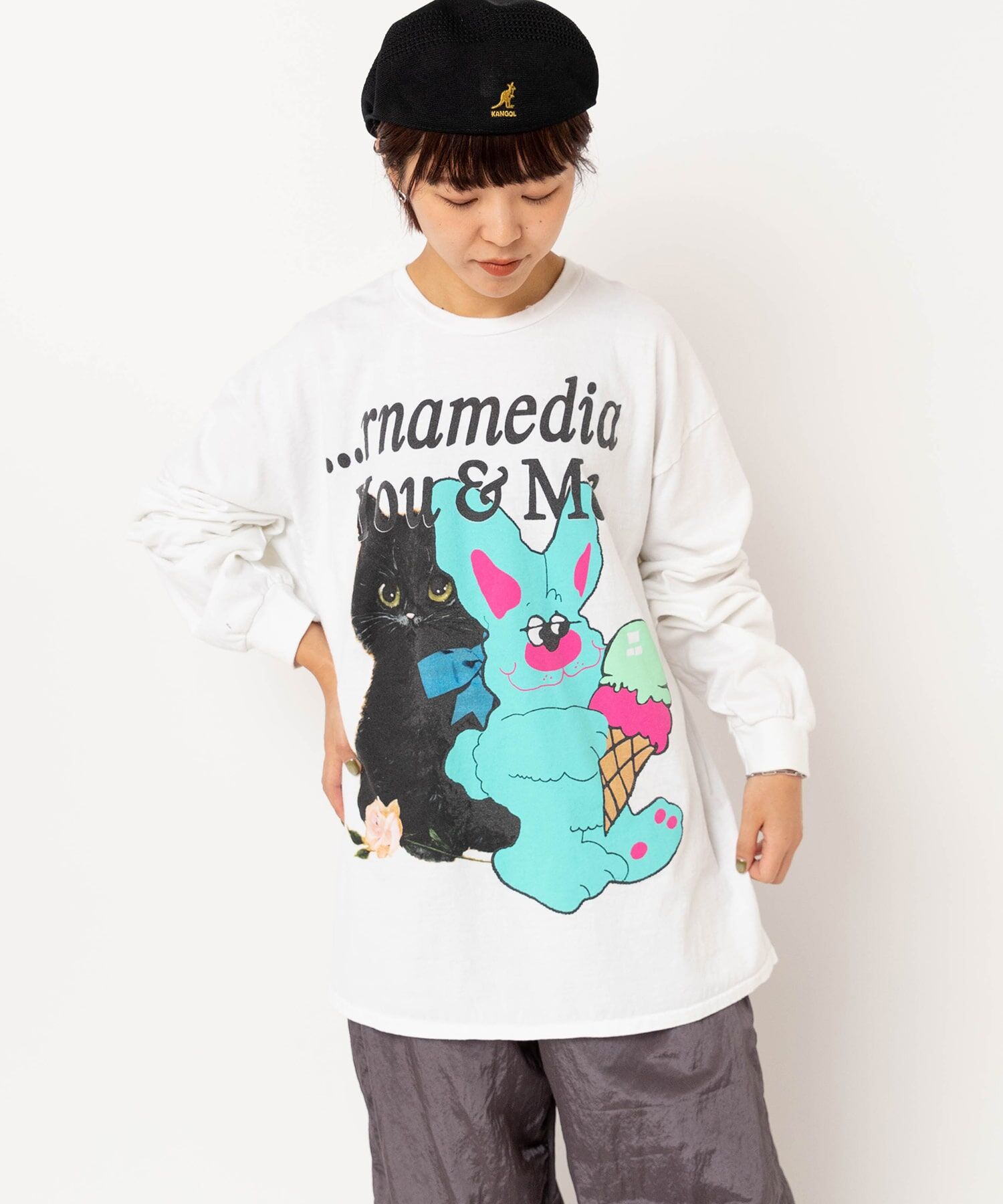 冰淇淋兔兔&黑色喵喵棉上衣