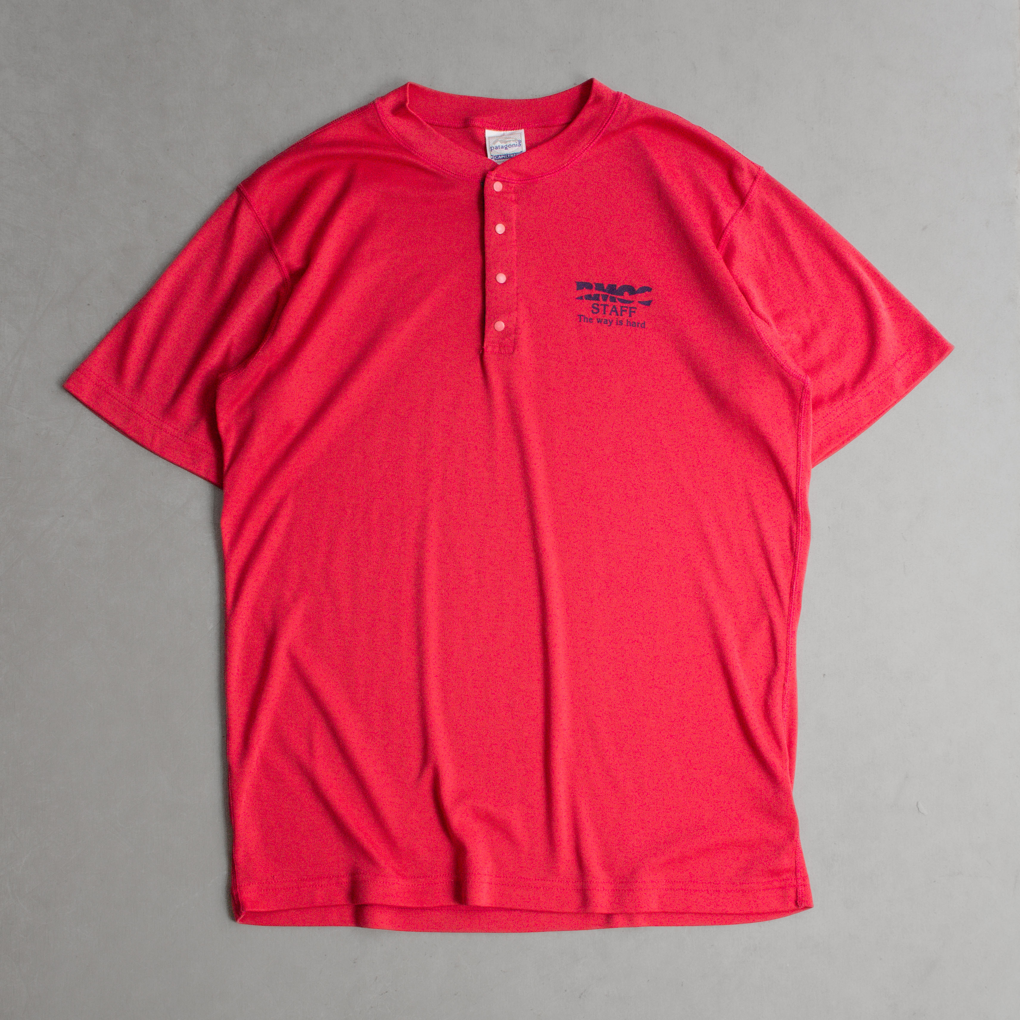 80S PATAGONIA CAPILENE TEE 美國製 桃紅 亨利領 運動 短袖 T恤