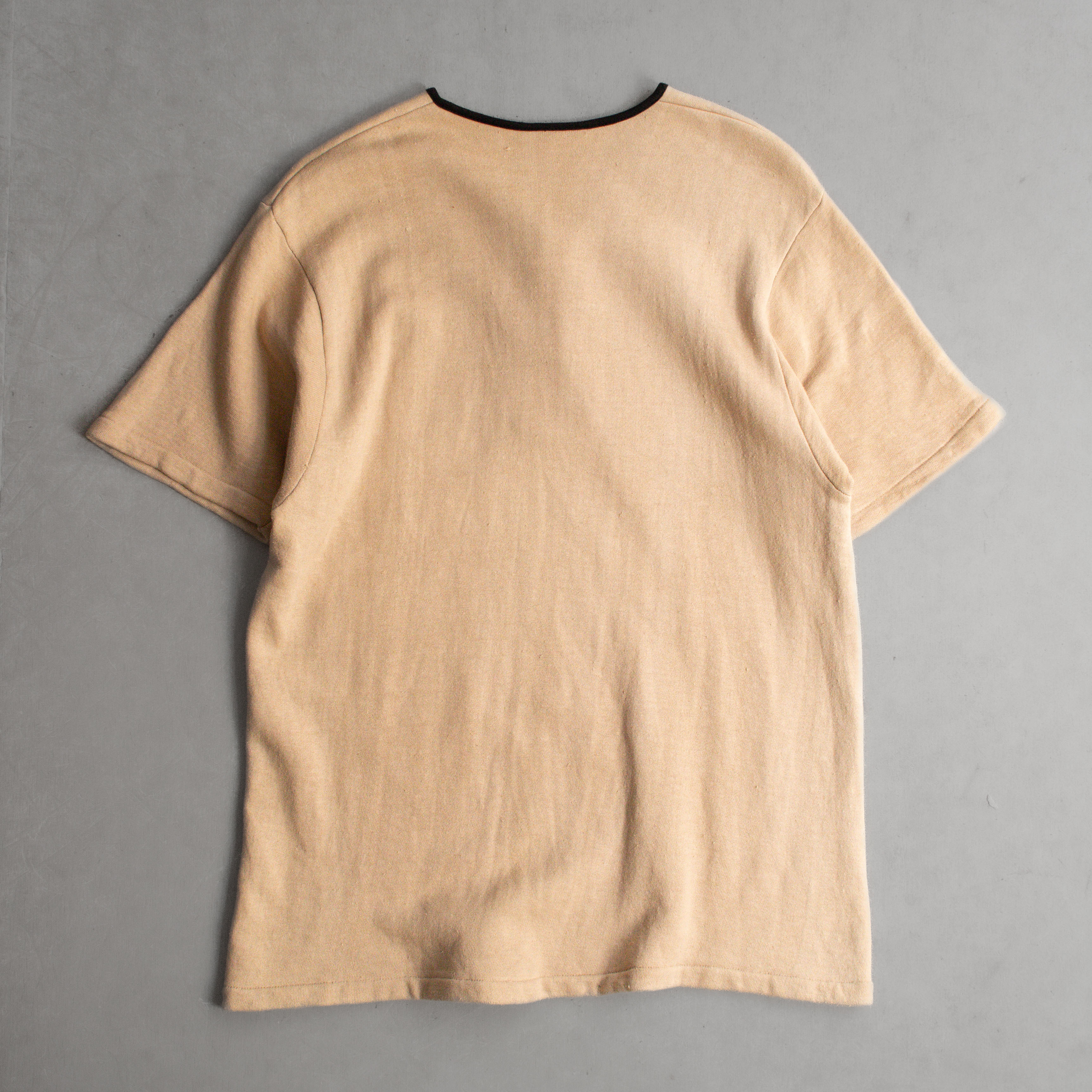 50S WINSTON S/S HENLEY SWEAT 美國製 卡其色 亨利領 滾邊 短袖 大學T