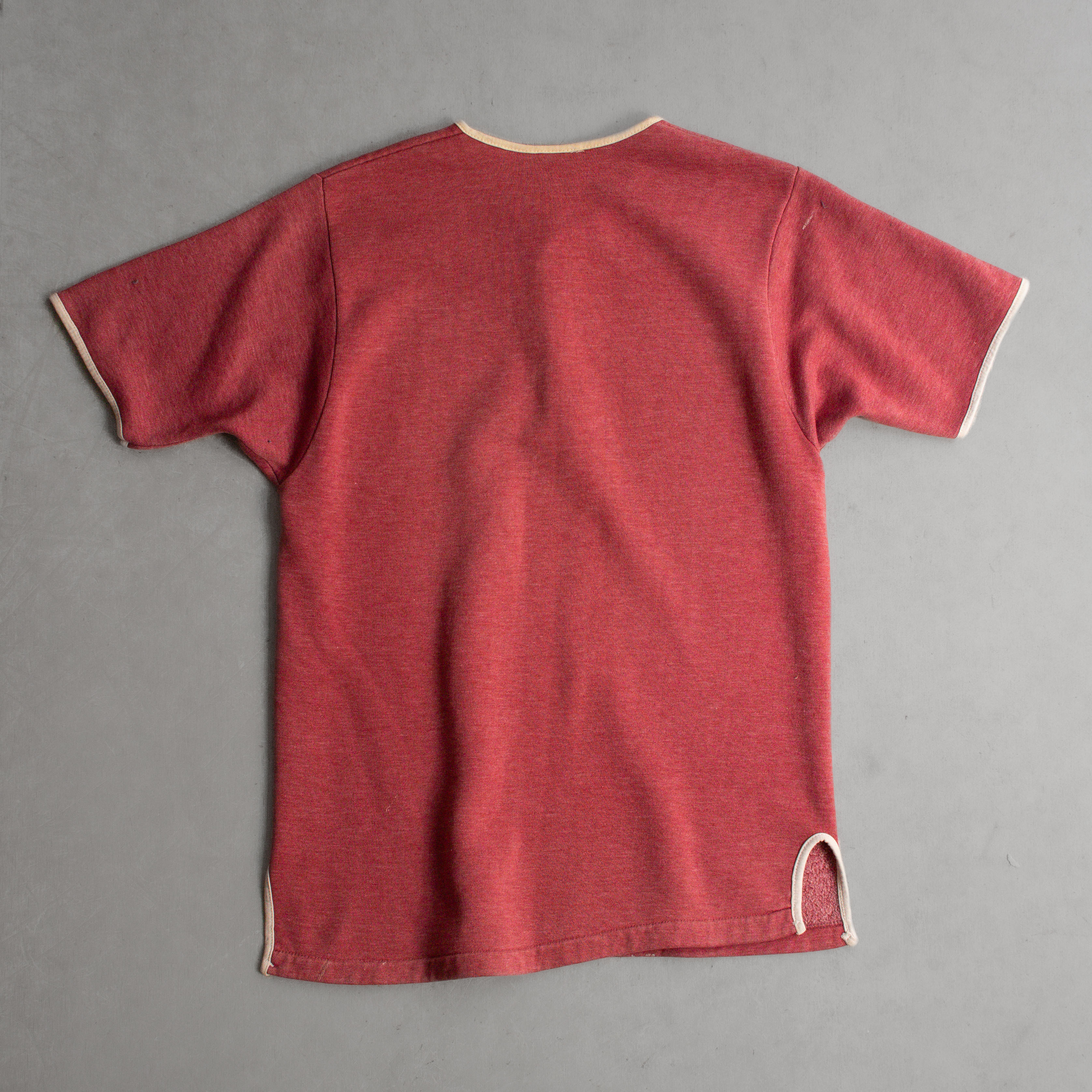 60S SPRUCE S/S HENLEY SWEAT 美國製 酒紅 亨利領 滾邊 短袖 大學T