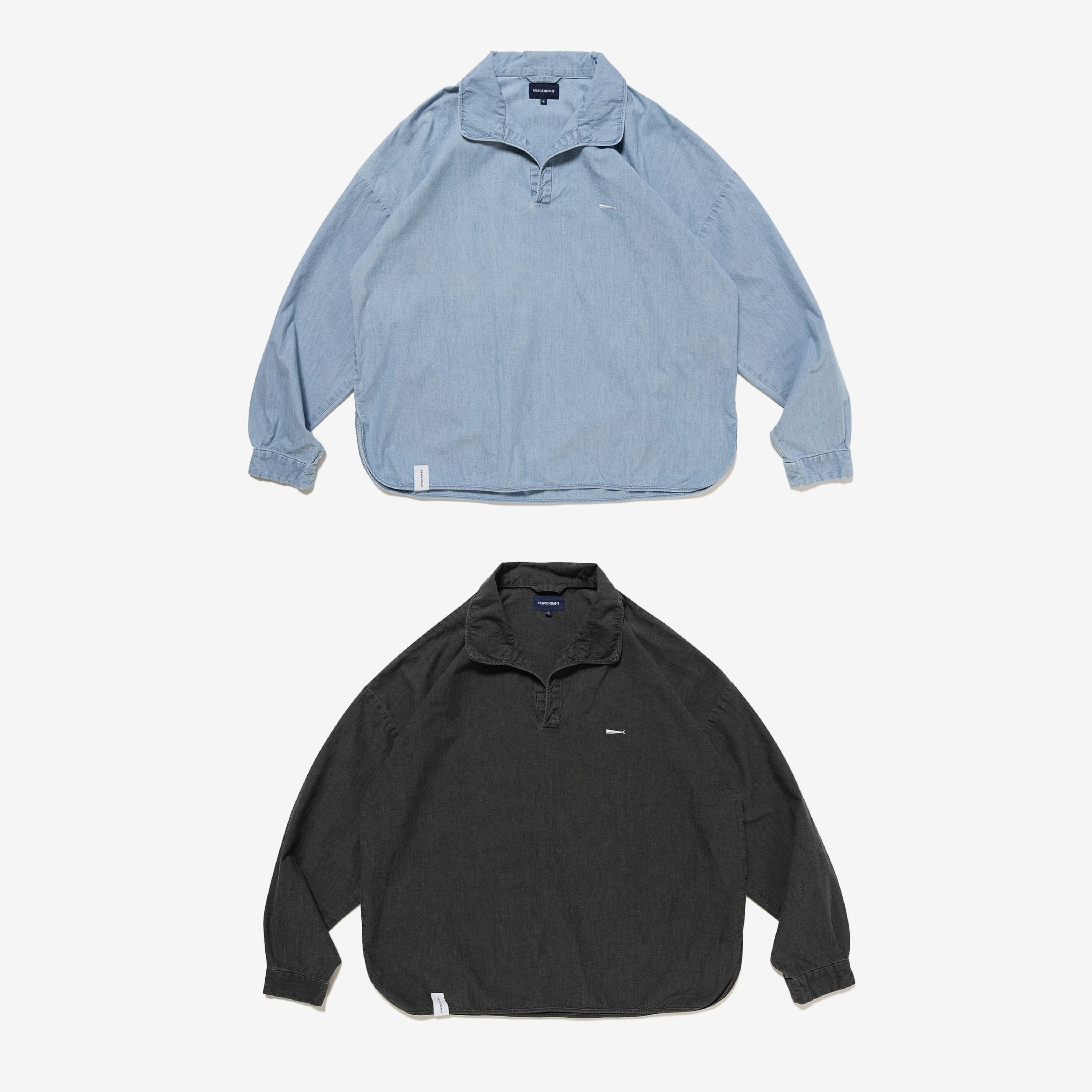 2026SS DESCENDANT SALOON PULLOVER CHAMBRAY LS SHIRT 短版 牛津布 刺繡 鯨魚 長袖 襯衫 現貨 261CPDS-SHM04