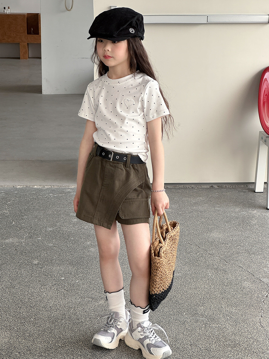 高腰不規則軍綠褲裙