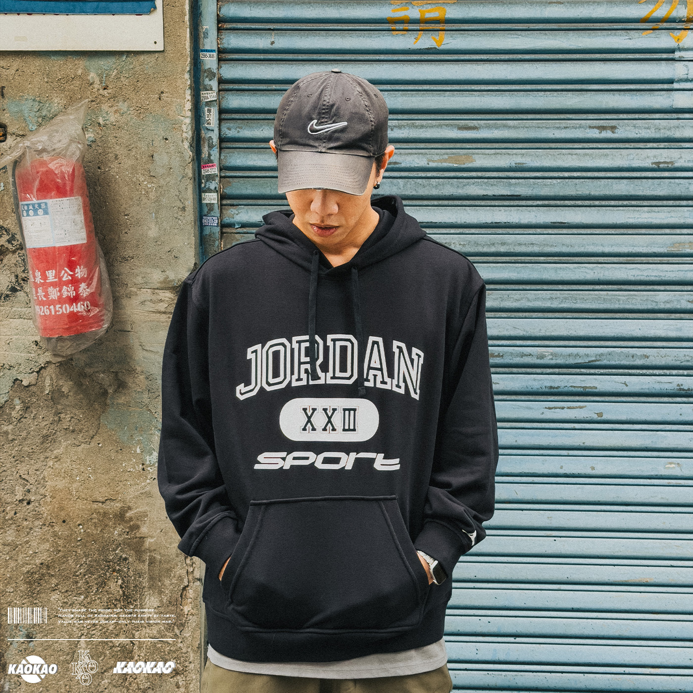 Nike 連帽長袖上衣 男裝 帽T Jordan 寬鬆 黑/灰【運動世界】FV8627-010