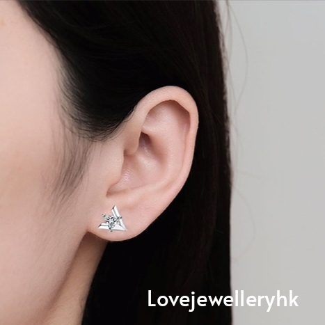 莫桑鑽三角形型格耳環       E1C018B