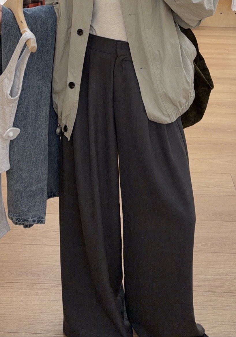 A05/典雅打褶後鬆緊腰打褶西裝長褲