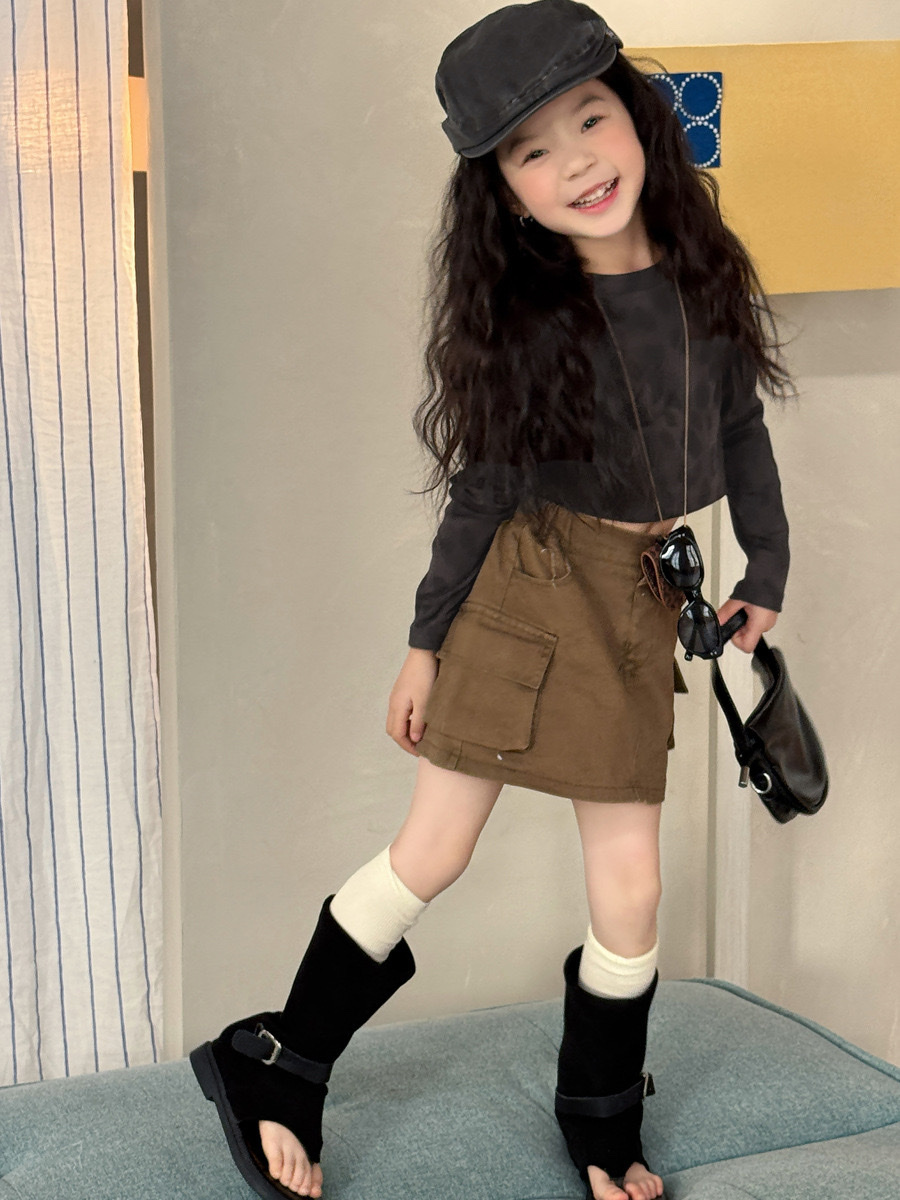 街頭美式水洗大口袋短裙