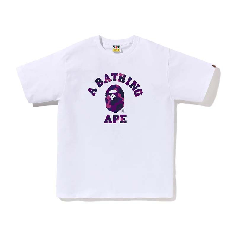 BAPE Color Camo College Tee 紫迷彩 大學字體 猿人 短袖 白色 BAPE-627 [台灣現貨]