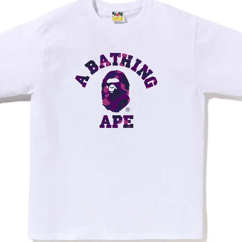 BAPE Color Camo College Tee 紫迷彩 大學字體 猿人 短袖 白色 BAPE-627 [台灣現貨]