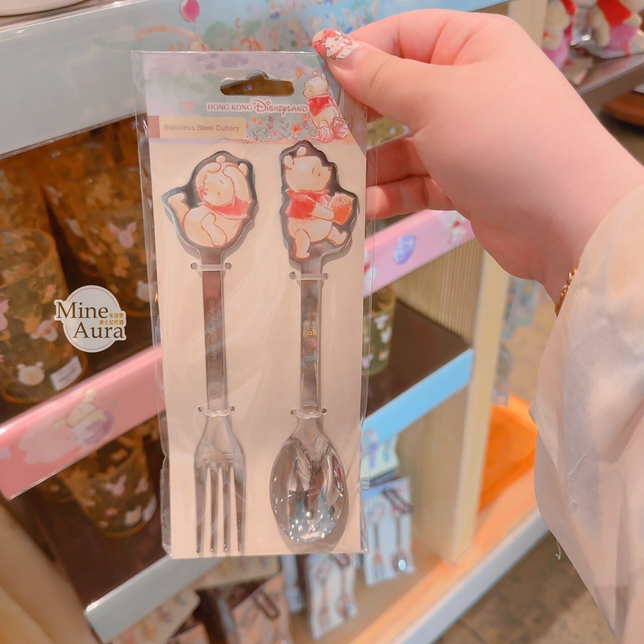 小熊維尼與好友們 甜蜜旅程 圖案 湯匙+叉子 2入組 餐具組 -香港迪士尼樂園