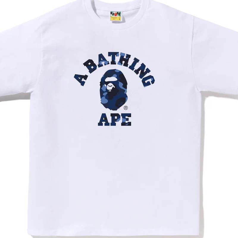 BAPE Color Camo College Tee 藍迷彩 大學字體 猿人 短袖 白色 BAPE-628 [台灣現貨]
