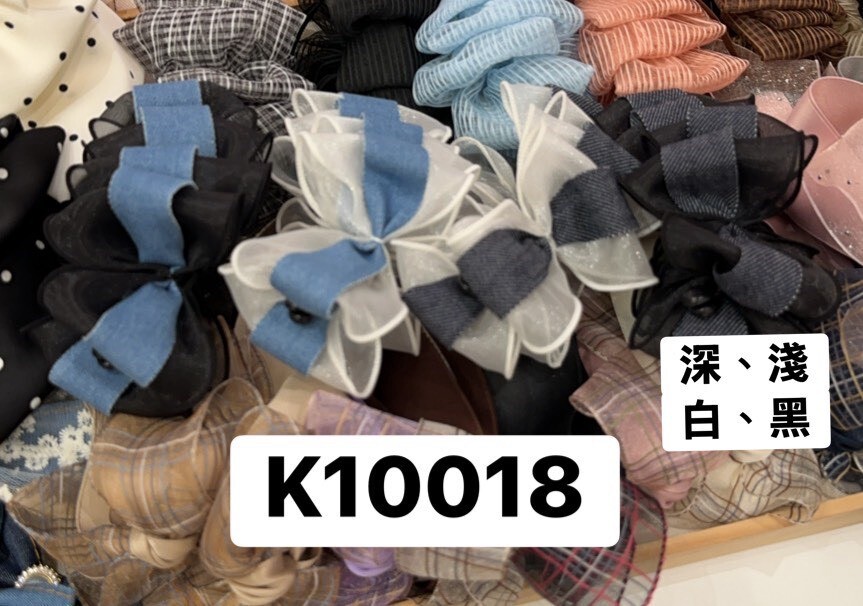K10018牛仔拼接透膚香蕉夾(白'黑)(淺'深)