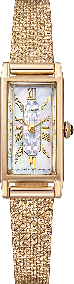 萬年鐘錶 - Citizen 星辰錶 限量方形復古光動能女錶(附贈皮錶帶一條) EG7043-33D 錶徑14.3MM