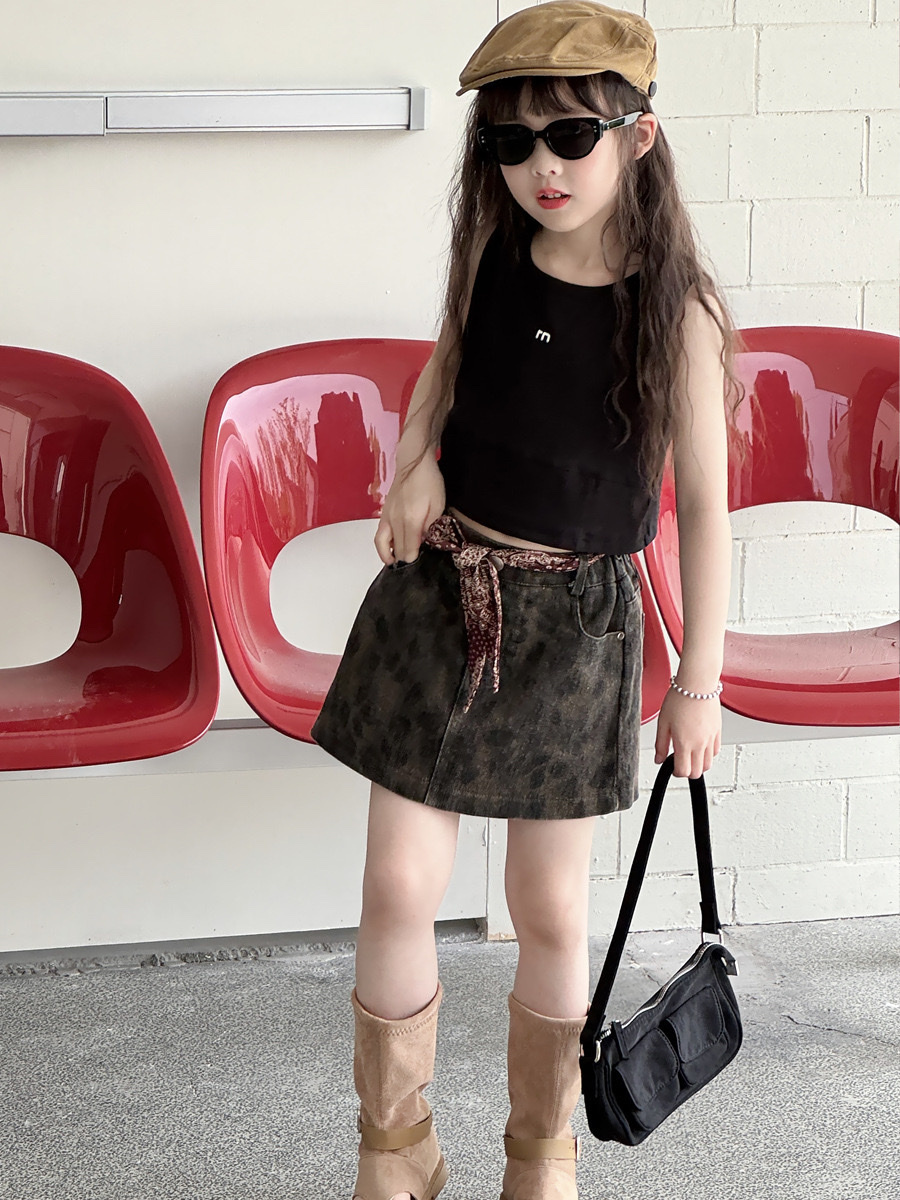 美式街頭豹紋短褲裙