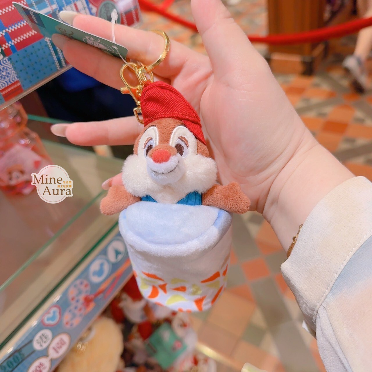 港式美食系列 紅鼻 蒂蒂 Dale 絨毛 鑰匙圈 吊飾 奇奇蒂蒂 Chip 'n Dale -香港迪士尼樂園