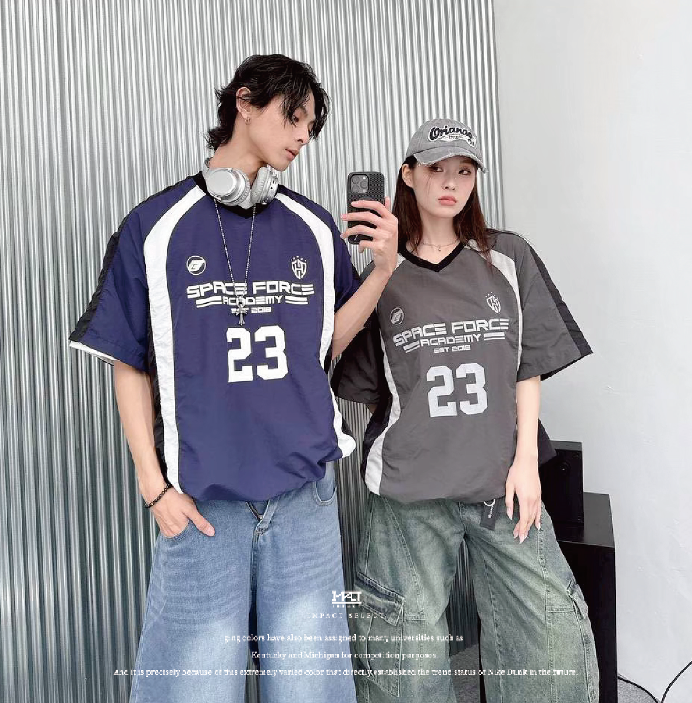 【賽車風衣】SPACE FORCE 23 撞色賽車衣 束口風衣 兩色 藍 灰