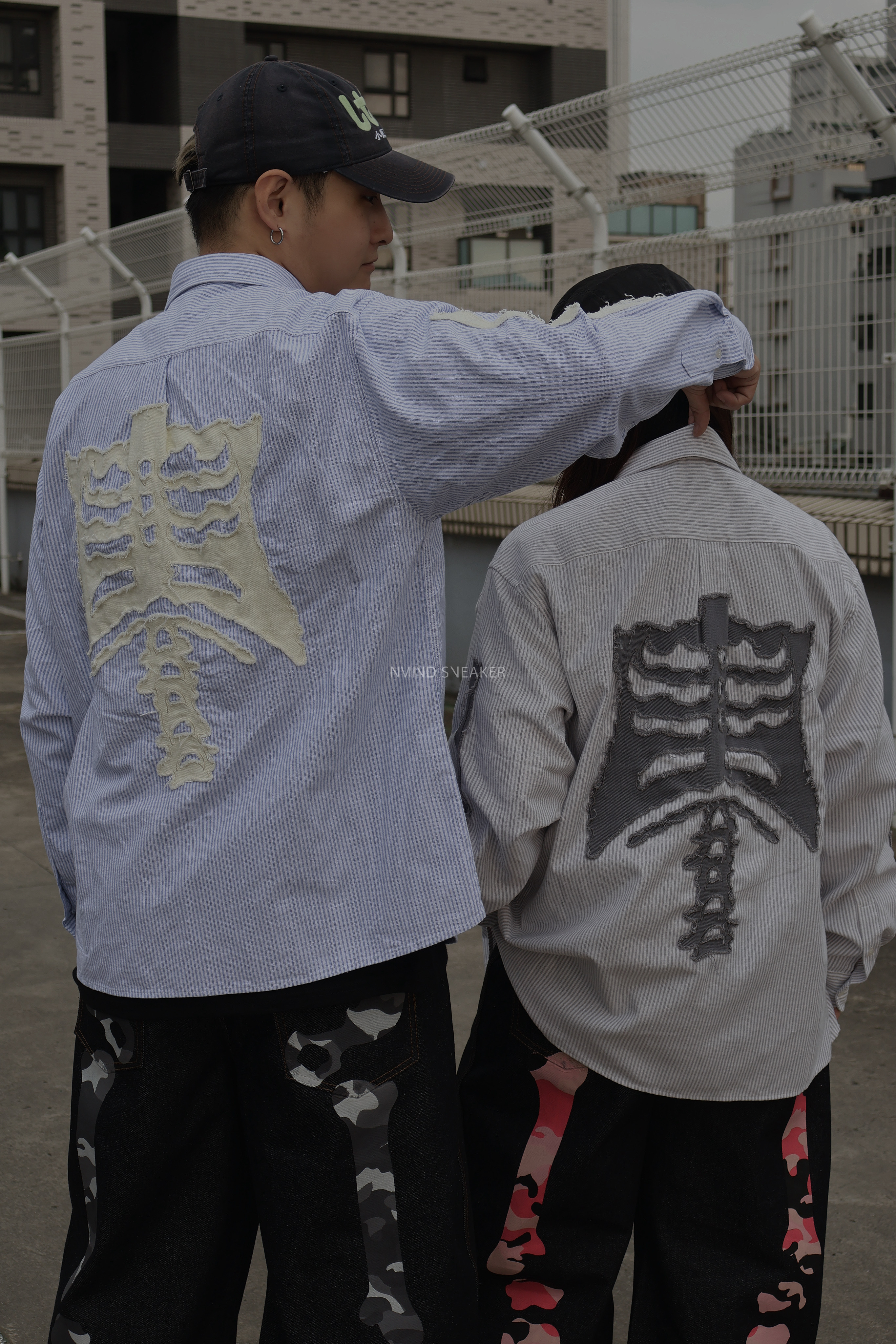 <快速出貨> 9090骨頭 長袖條紋襯衫 淺藍/淺灰