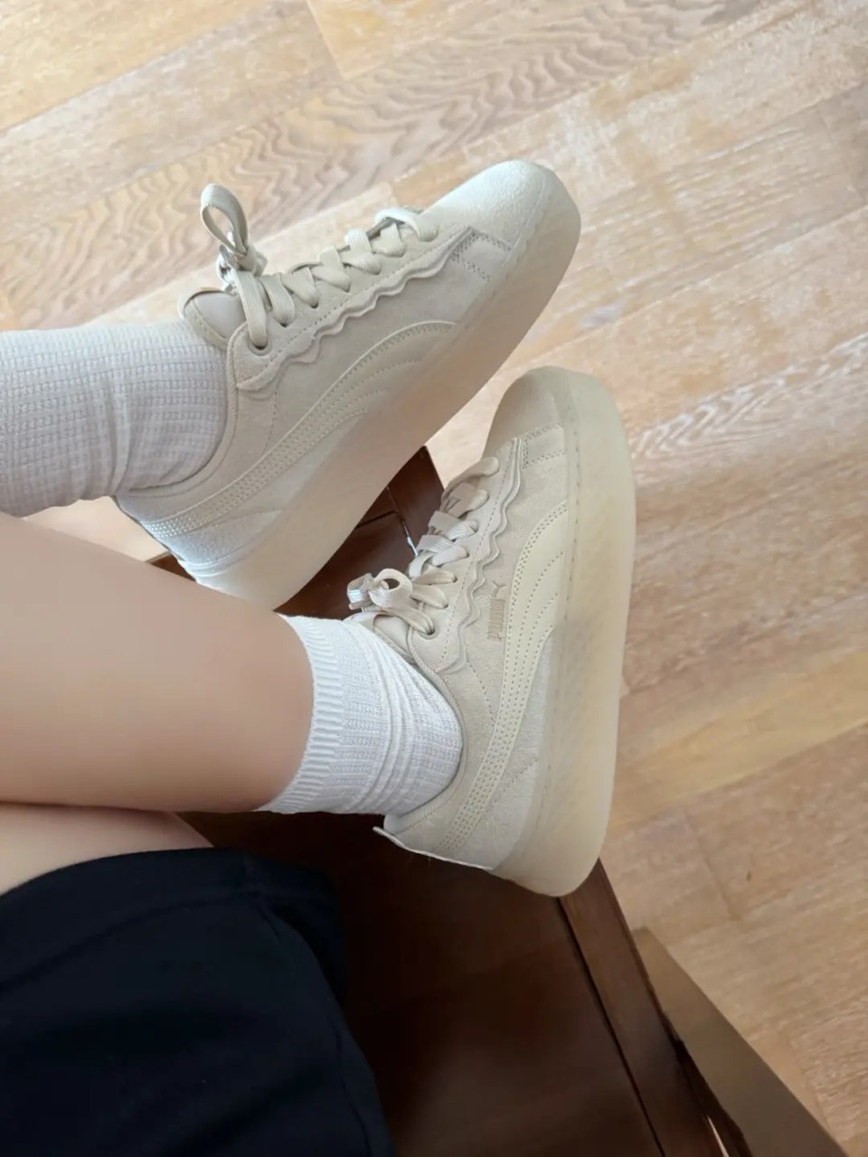 PUMA SMASH 米色 米白色 奶油色 增高 厚底 膠底 女鞋 406748-02 / 預購