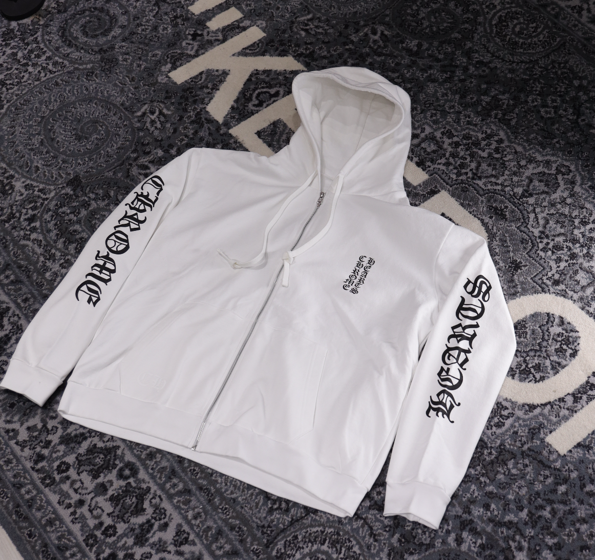 CHROME HEARTS 梵文 連帽外套 克羅心 經典 黑字白底