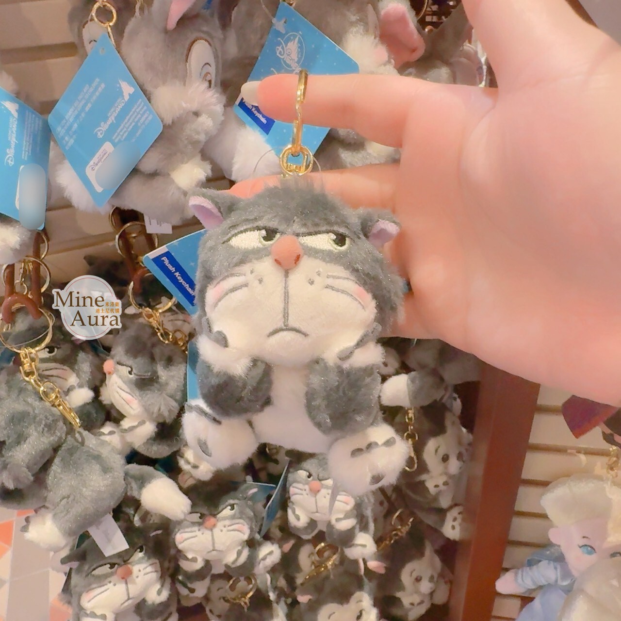 路西法 魯斯佛 Lucife 壞貓咪 摸臉頰 造型 絨毛 吊飾 鑰匙圈 -香港迪士尼樂園