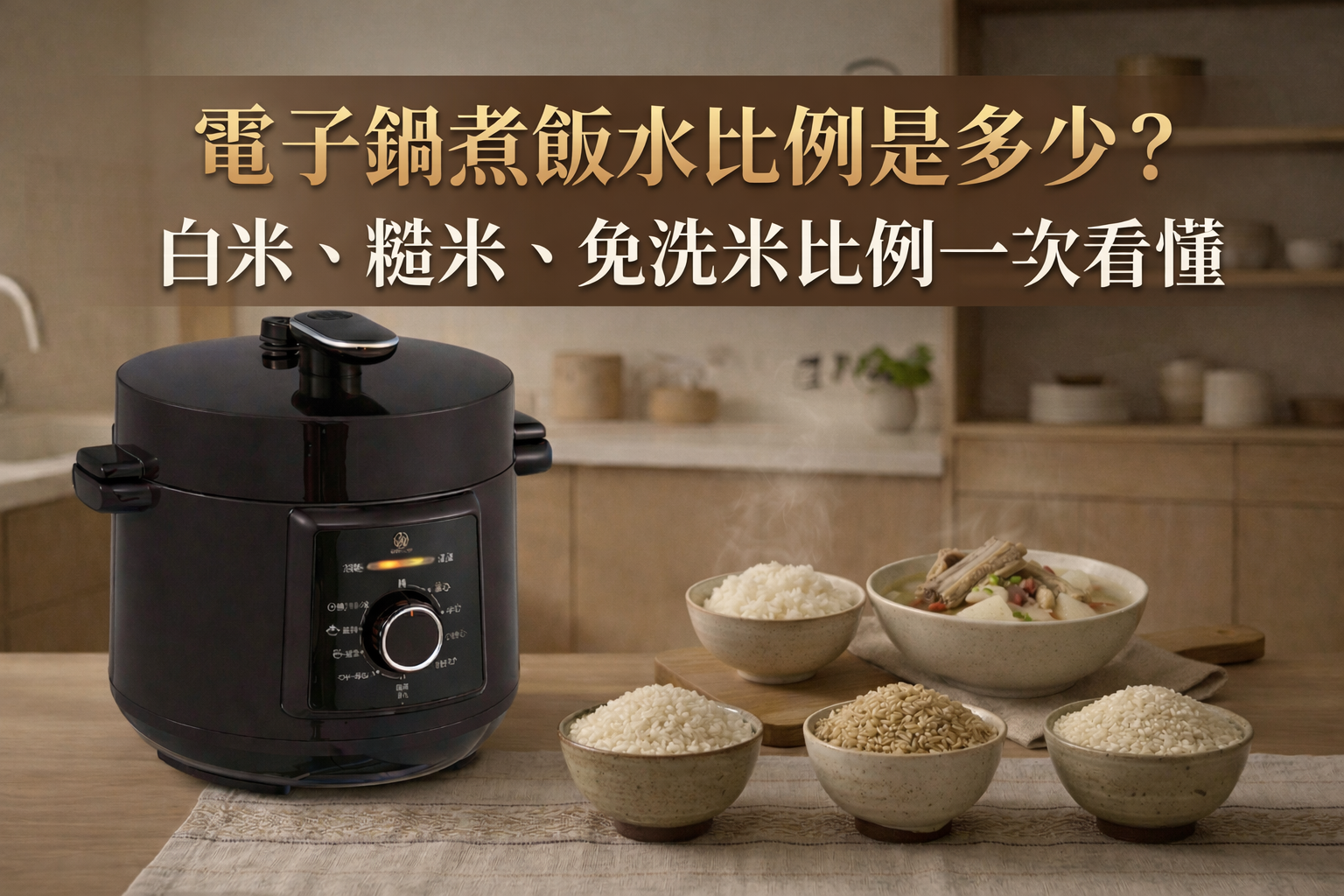 電子鍋煮飯水比例是多少？白米、糙米、免洗米比例一次看懂