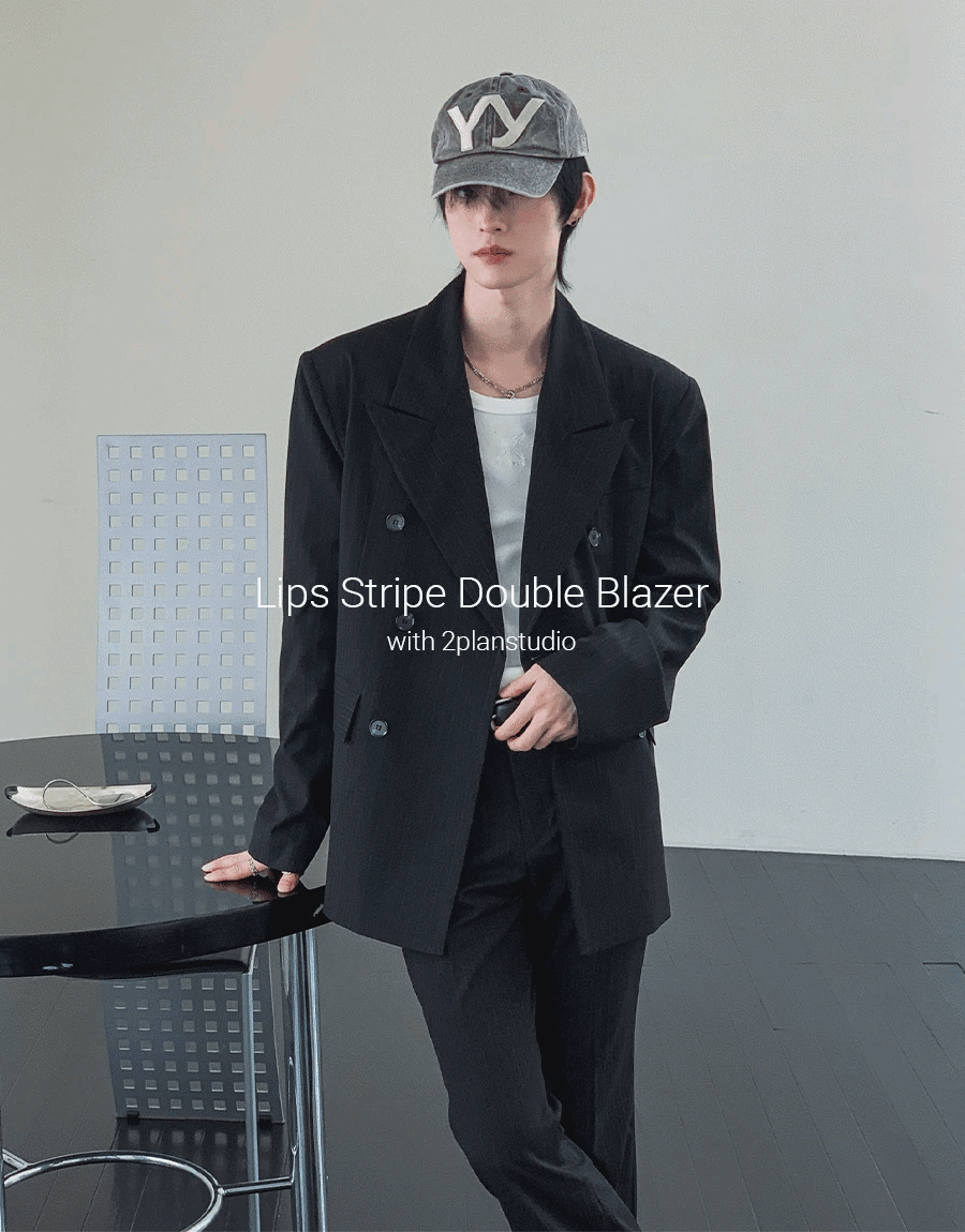雙排扣條紋西裝外套 靴型西裝褲 成套西裝