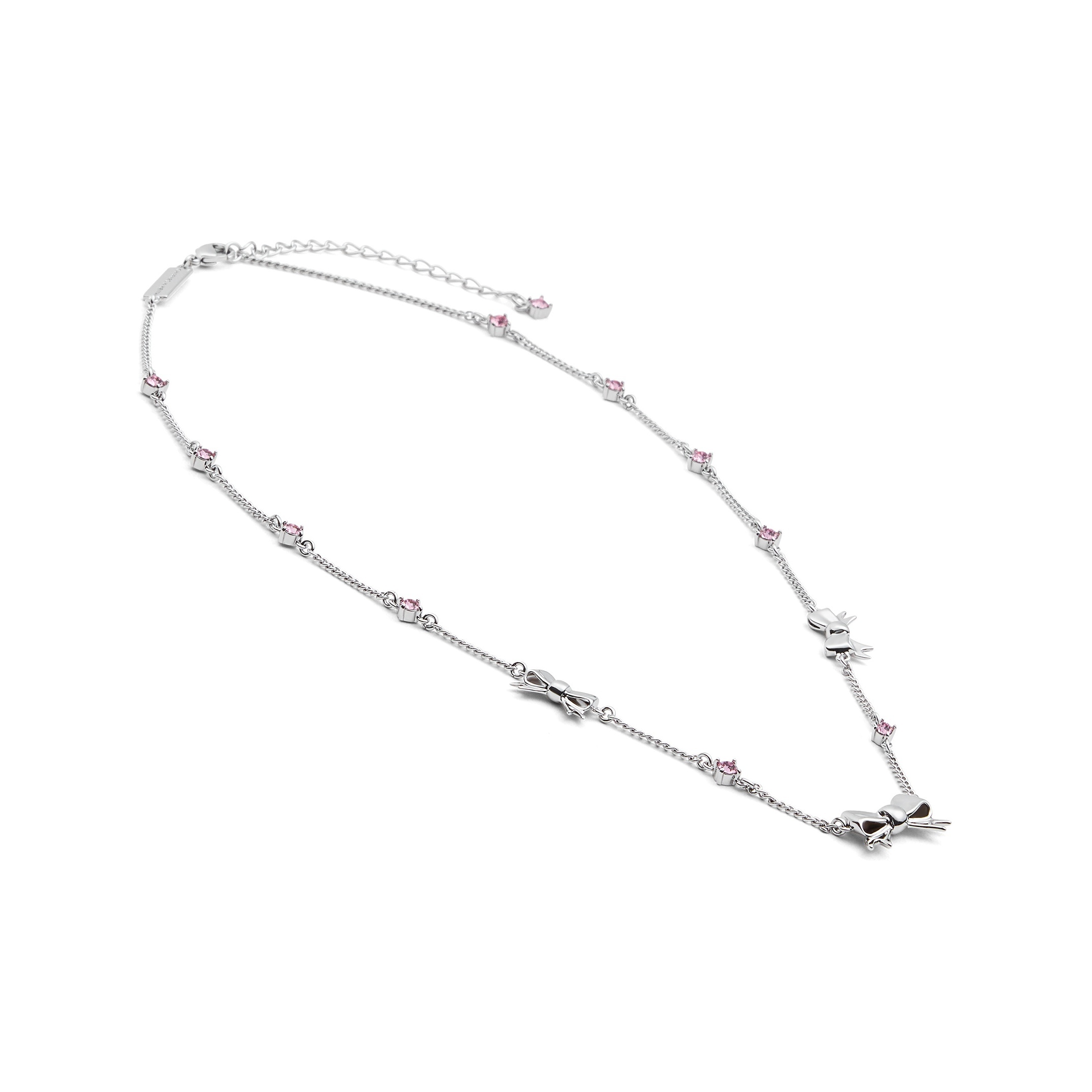 代購-CHARLES&KEITH 小ck 蝴蝶結系列 鑲鑽 項鍊 粉紅色Pink