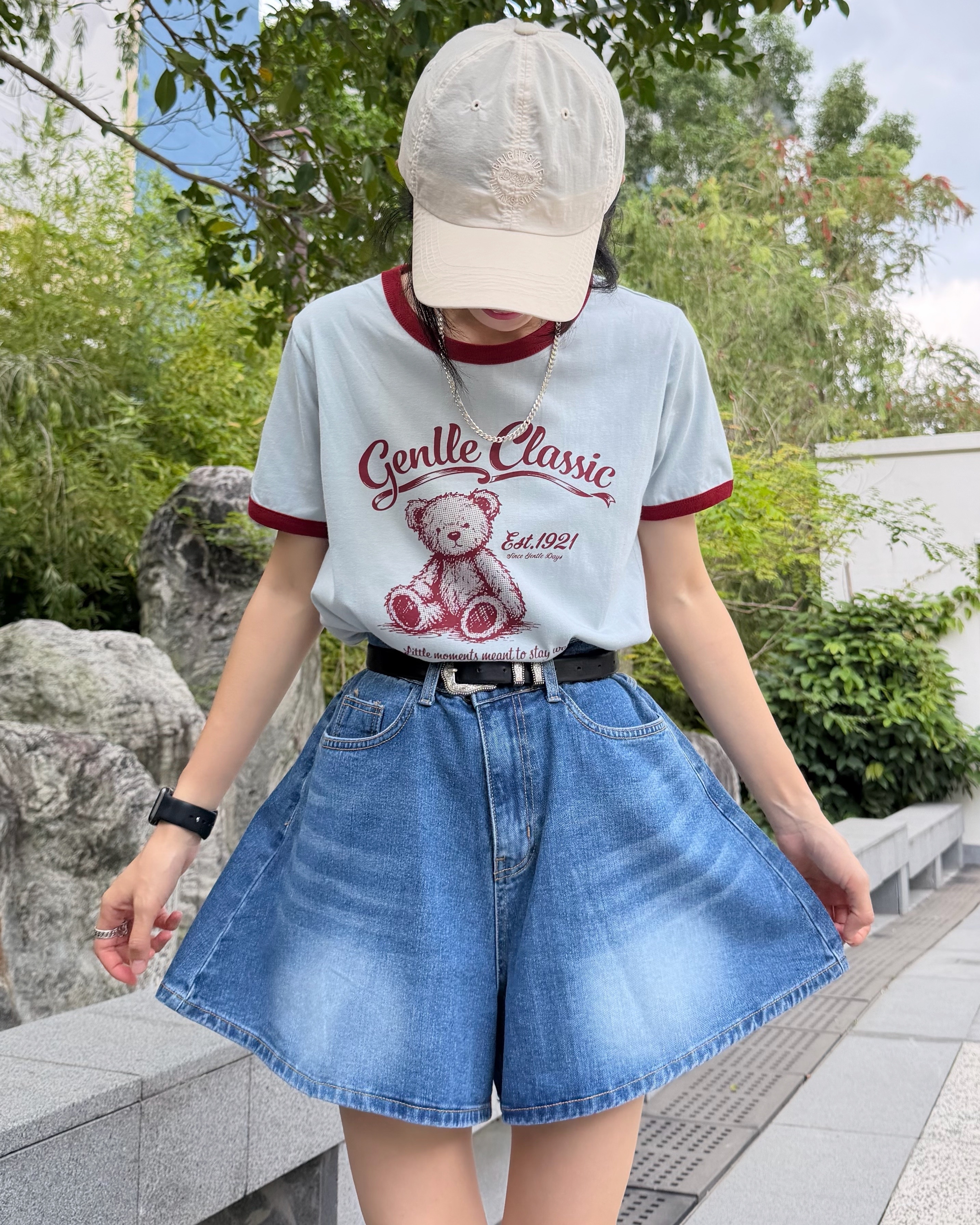 4月新品♥顯瘦後橡筋腰A cut短牛