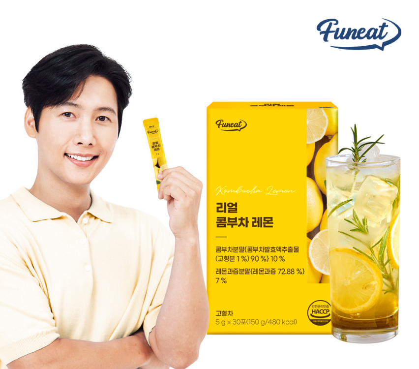 MP260413-F3-【韓國Funeat】 酵素碳酸real康普茶檸檬味 (1盒30條)-(EXP-2/4/2027)