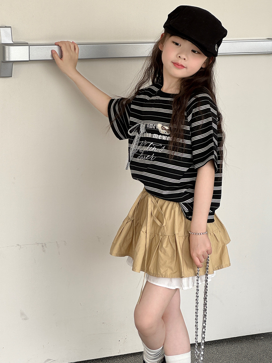 俏皮綁帶卡其褲裙