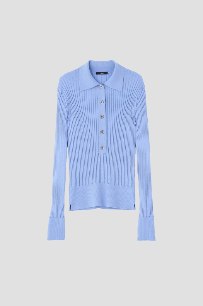 YLÈVE WOOL SILK CASHMERE RIB KN POLO (3COL)