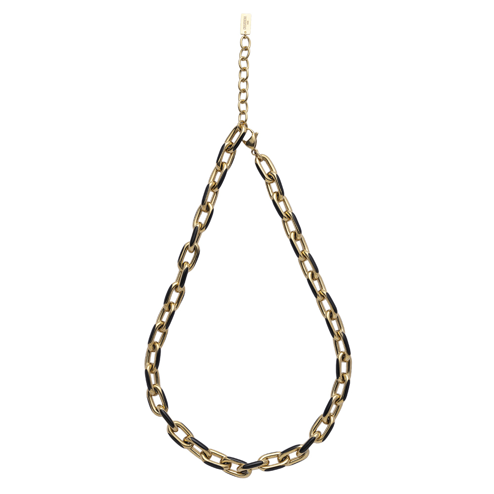 Crisathena Enamel Le Figaro Small necklace in Black,Gold CT-EB4533-B -M