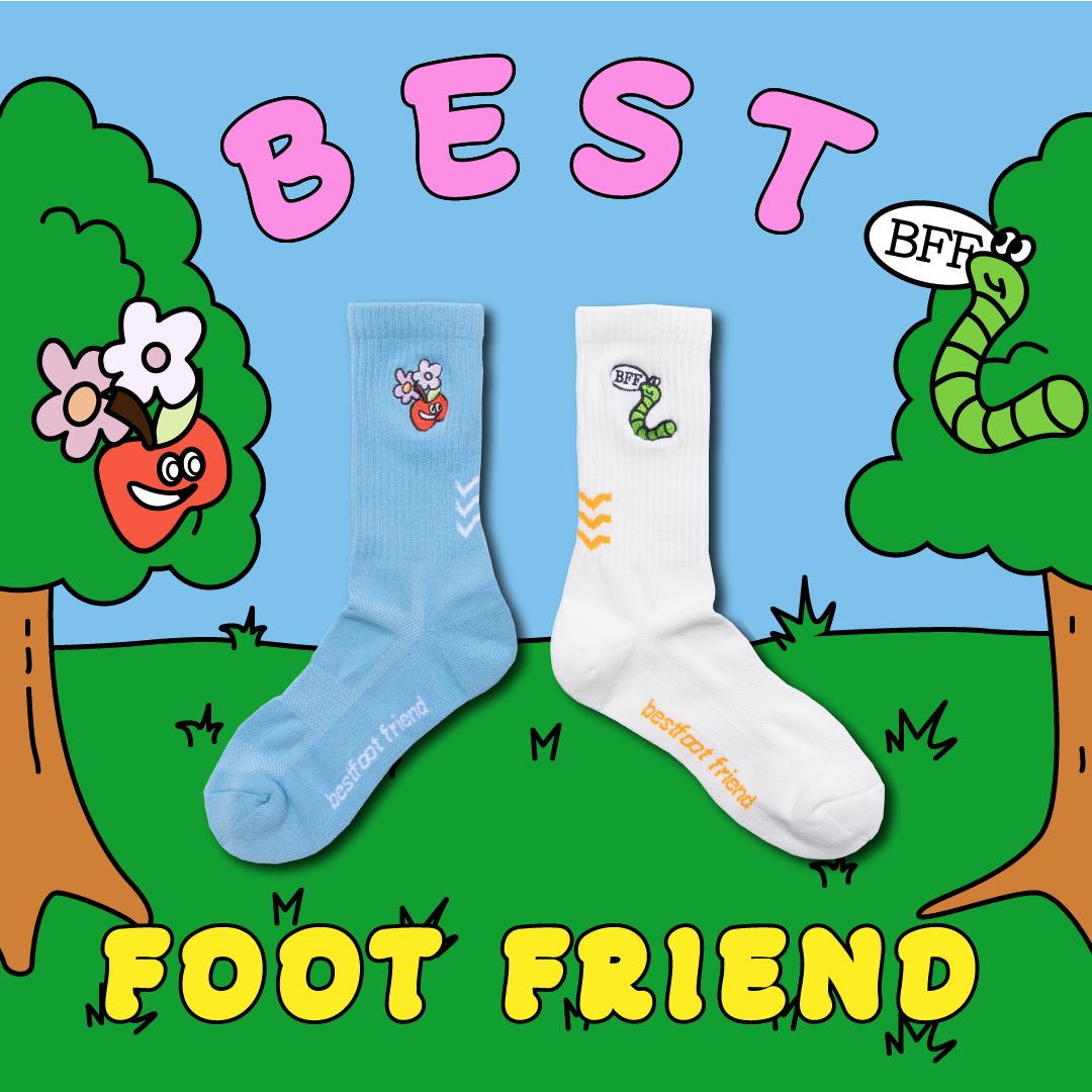 【逢甲 FUZZY】Best Foot Friend Apple & Worm 蘋果與蟲 BFF 襪子 BF23019
