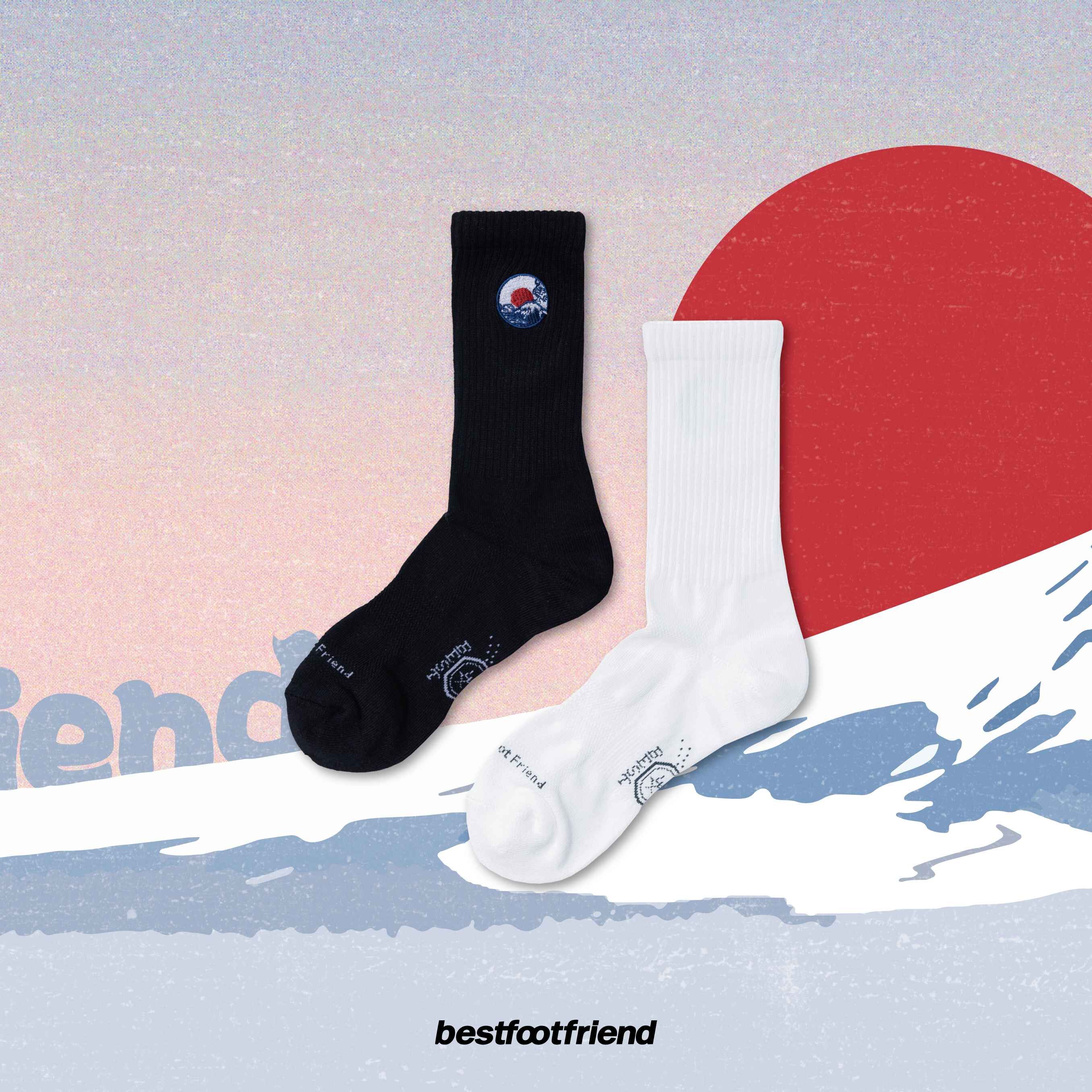 【逢甲 FUZZY】Best Foot Friend Kiyoe 浮世繪 黑 白 BFF 襪子 BF24098