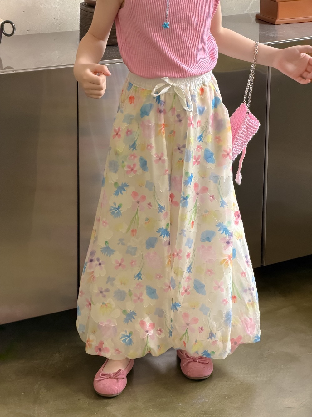 多巴胺花朵寬褲