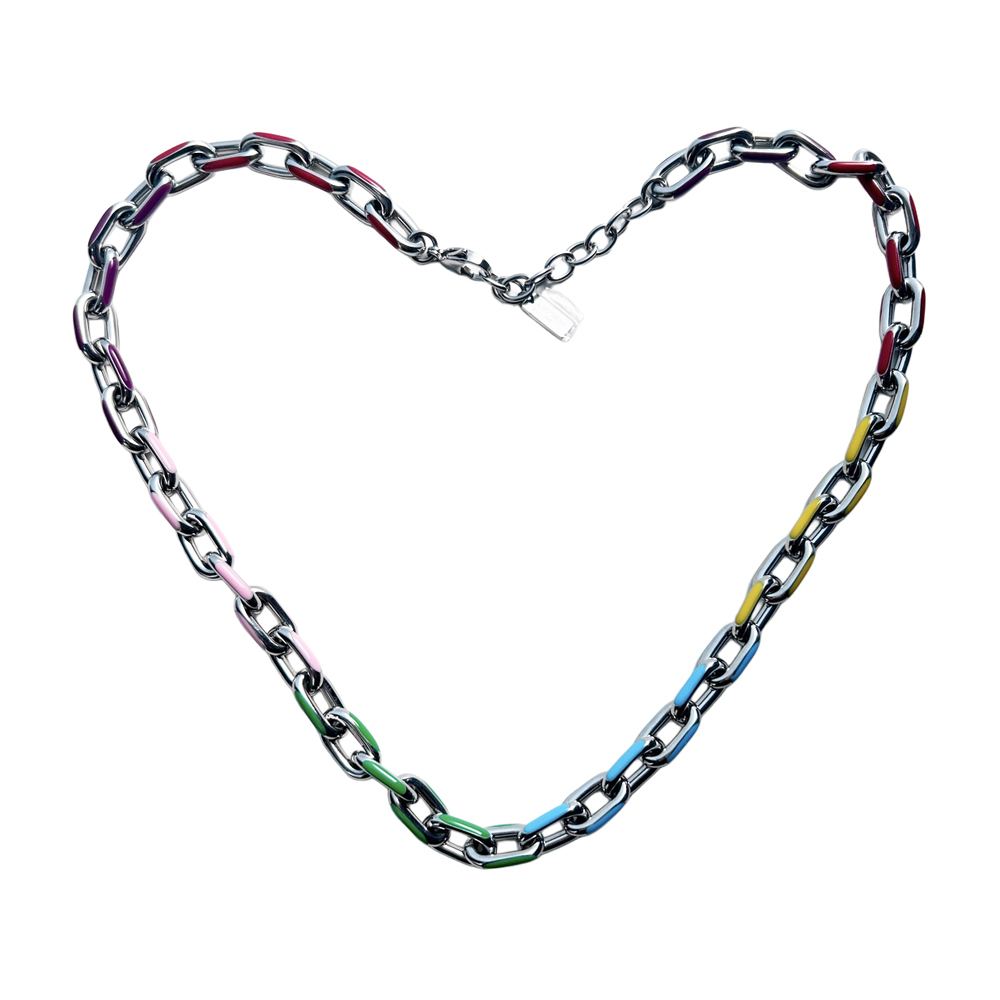 Crisathena Enamel Le Figaro Large necklacein Multi,Silver CT-EB4533L-C1 -M