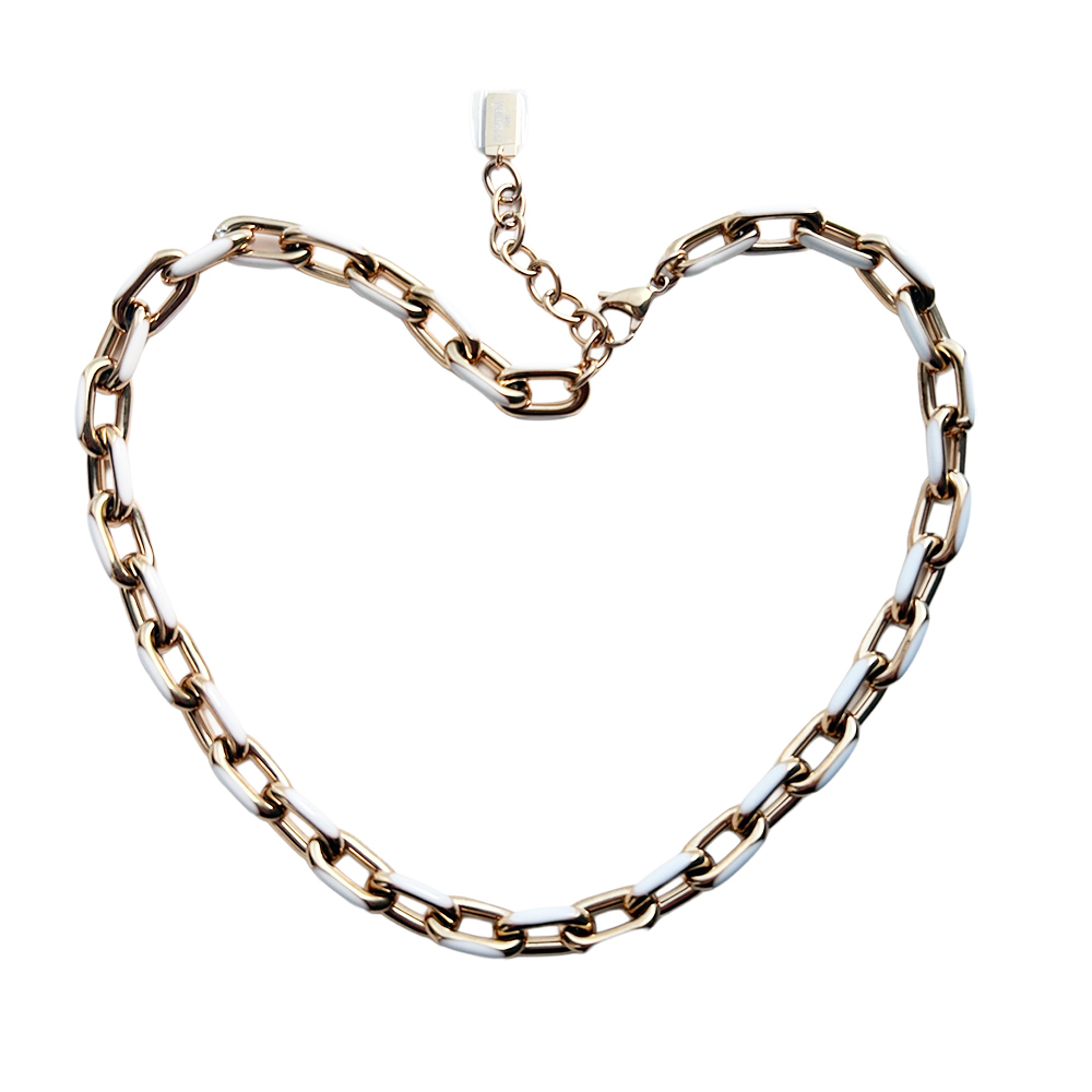 Crisathena Enamel Le Figaro Small necklacein White,Gold CT-EB4533-W -M