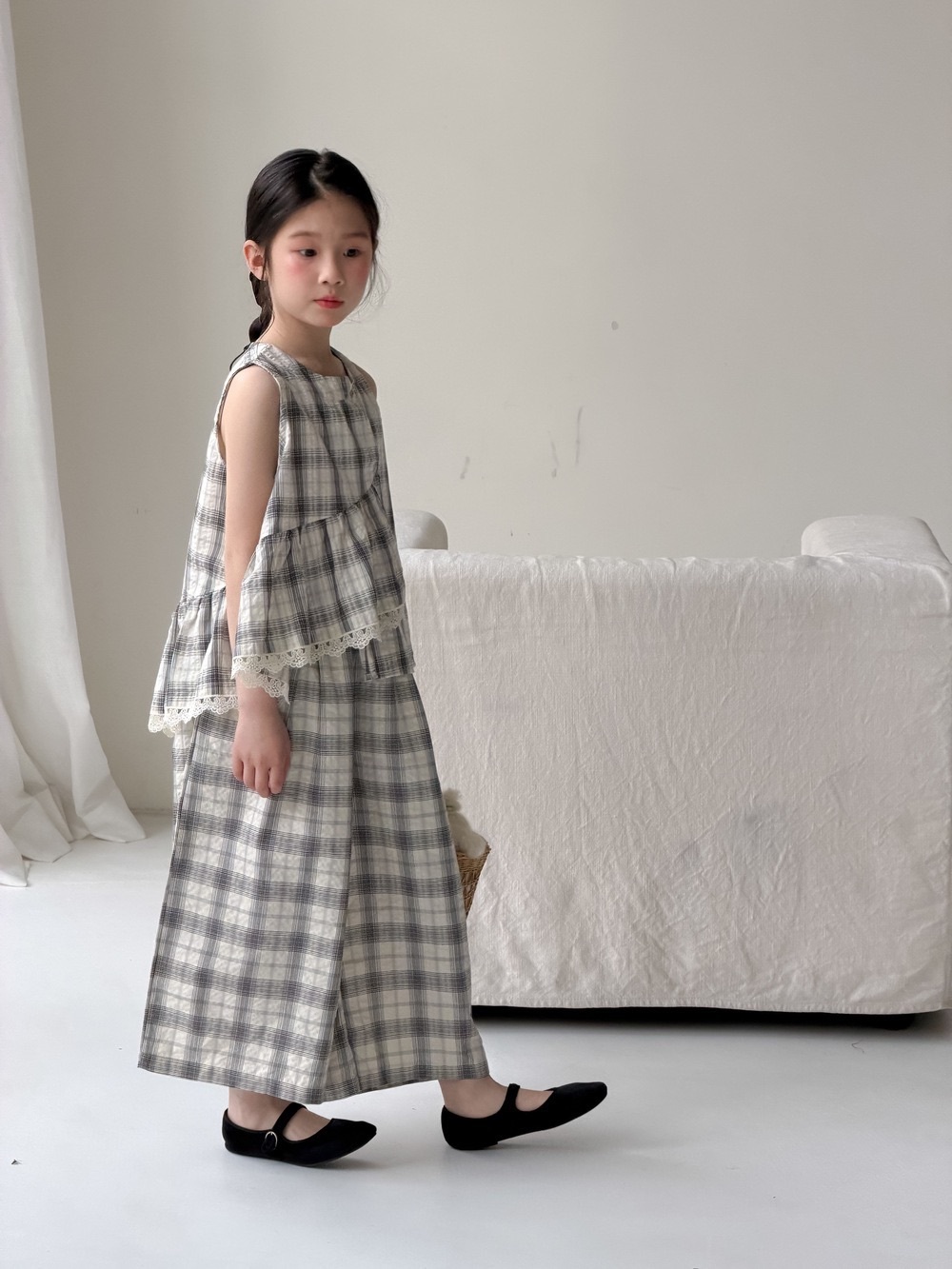 設計感格子背心套裝