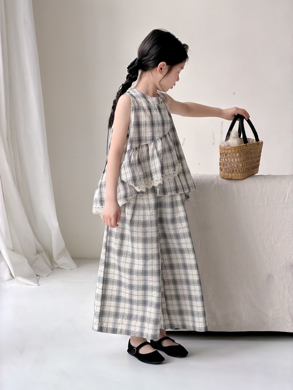 設計感格子背心套裝