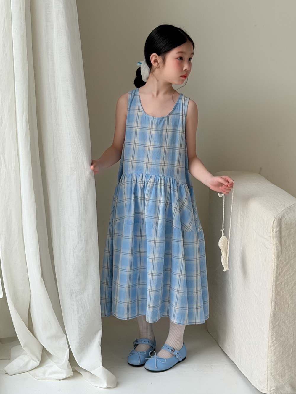 藍莓果醬格子長洋裝